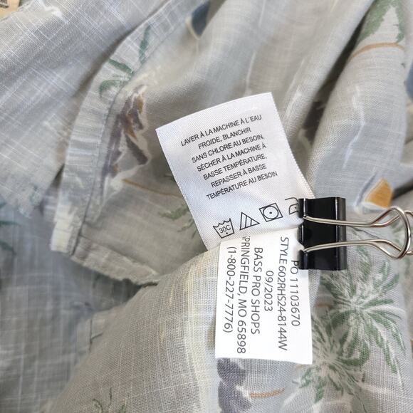 Redhead Button Down Shirt Tropical Sailboat Men 2XL Gray Cotton Short Sleeve - Picture 9 of 11